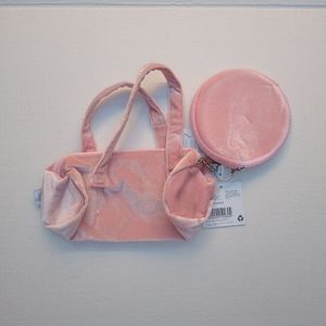 Yoobi Pink Velvet Cosmetic Bag Set Vacation Travel Organizer Coquette Girl